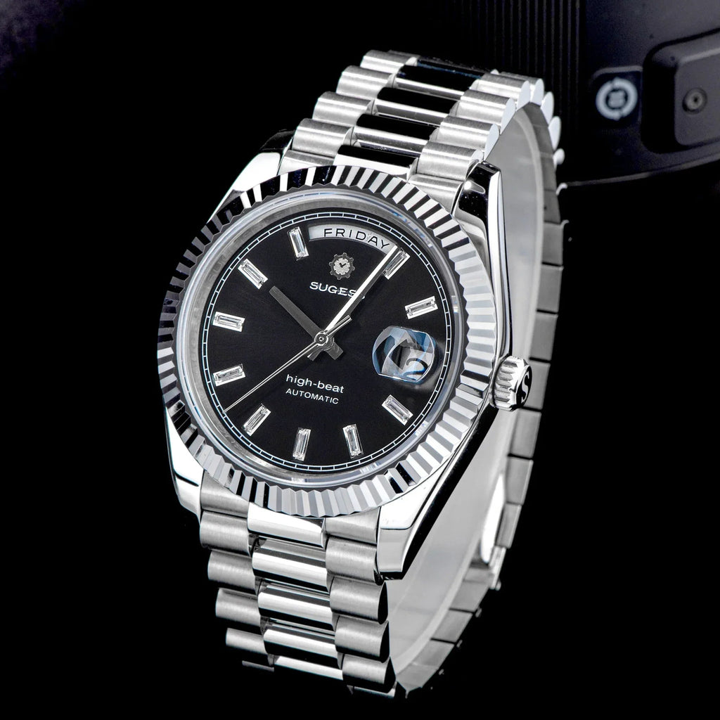 Sugess Heritage 433 DD Date and Day Display Stainless-Steel - Black Dial - DREAM WATCHES