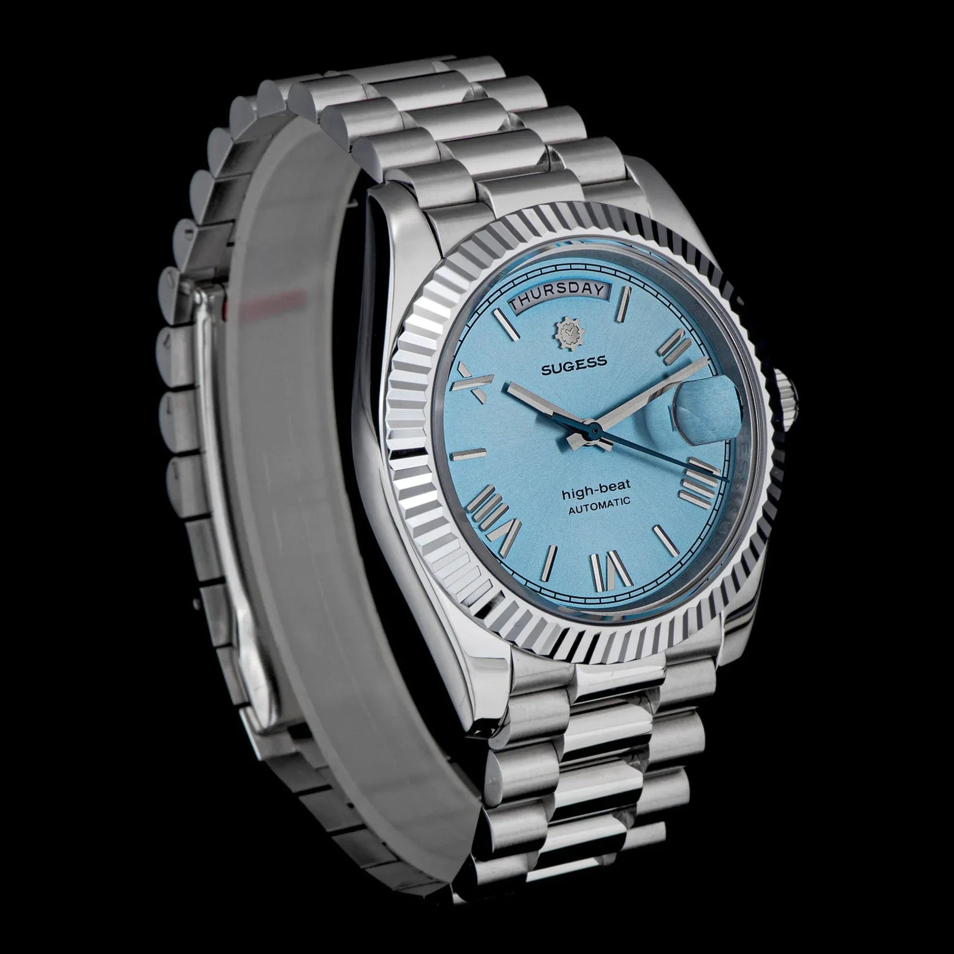 Sugess Heritage 433 DD Date and Day Display Stainless-Steel - Light Blue Dial - DREAM WATCHES