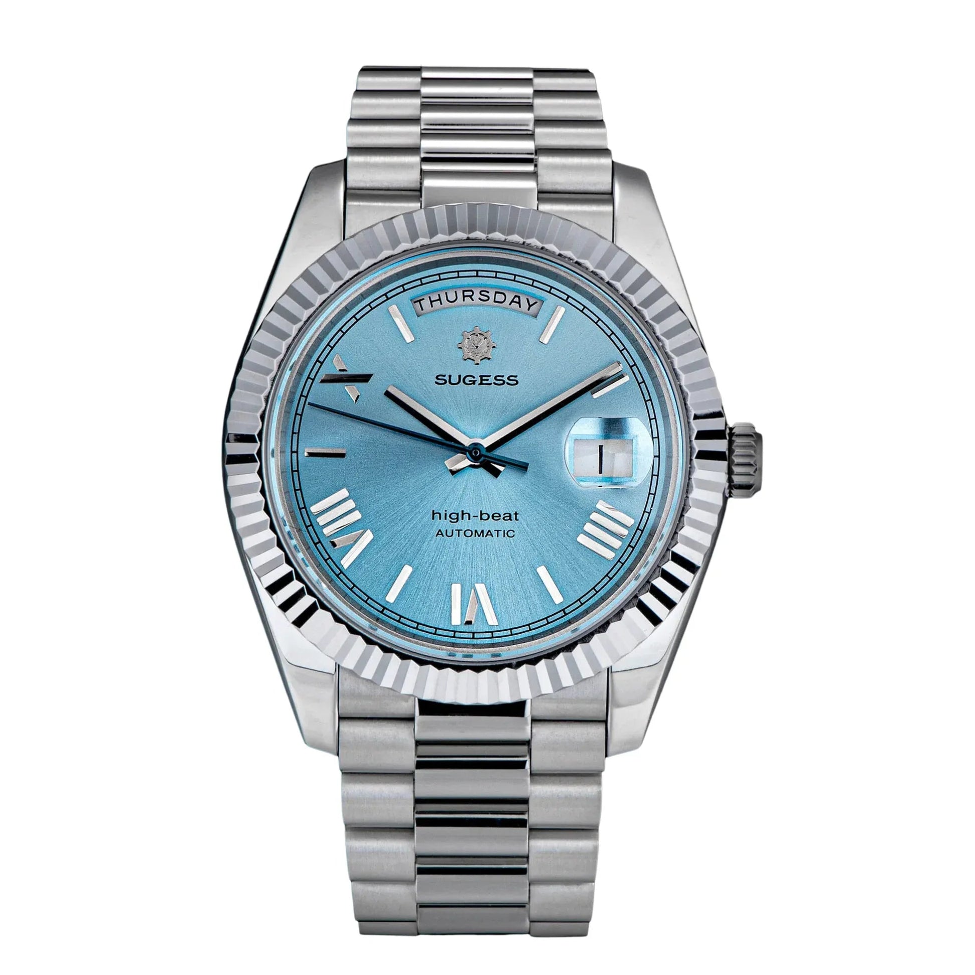 Sugess Heritage 433 DD Date and Day Display Stainless-Steel - Light Blue Dial - DREAM WATCHES