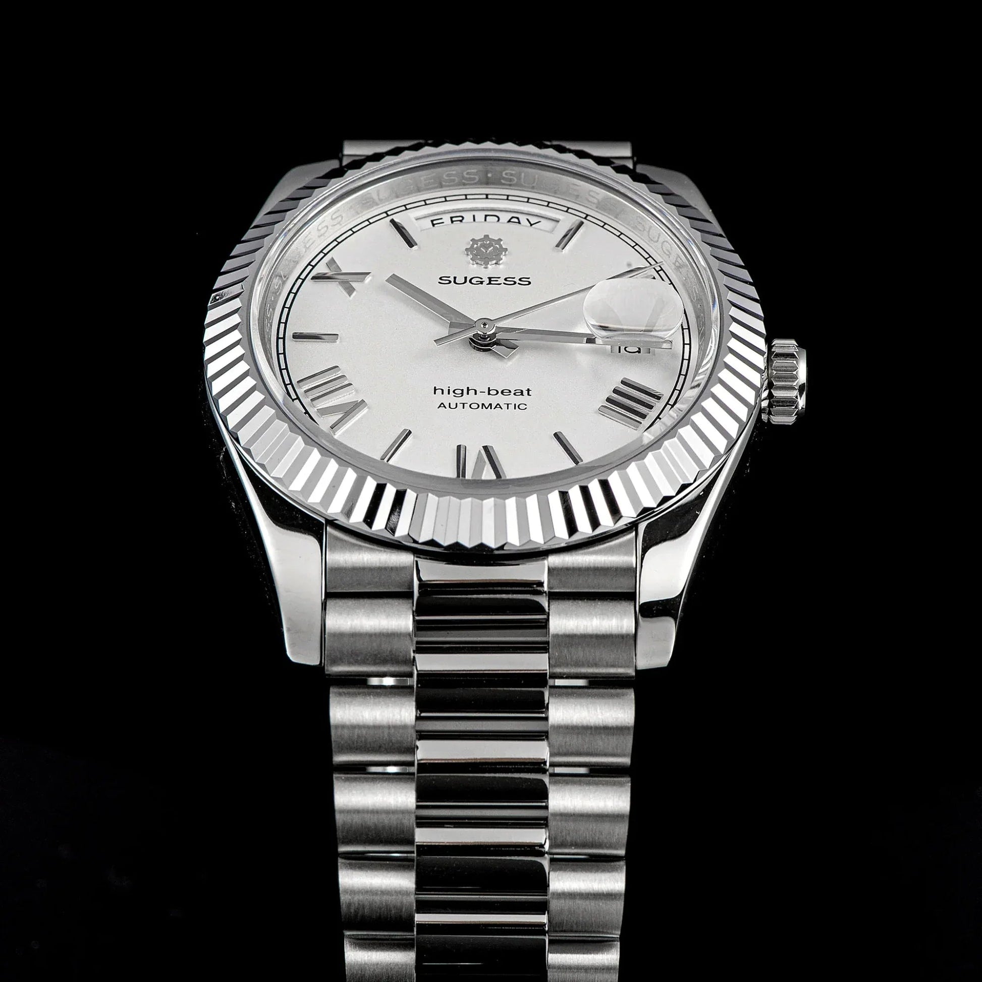 Sugess Heritage 433 DD Date and Day Display Stainless-Steel - White Dial - DREAM WATCHES