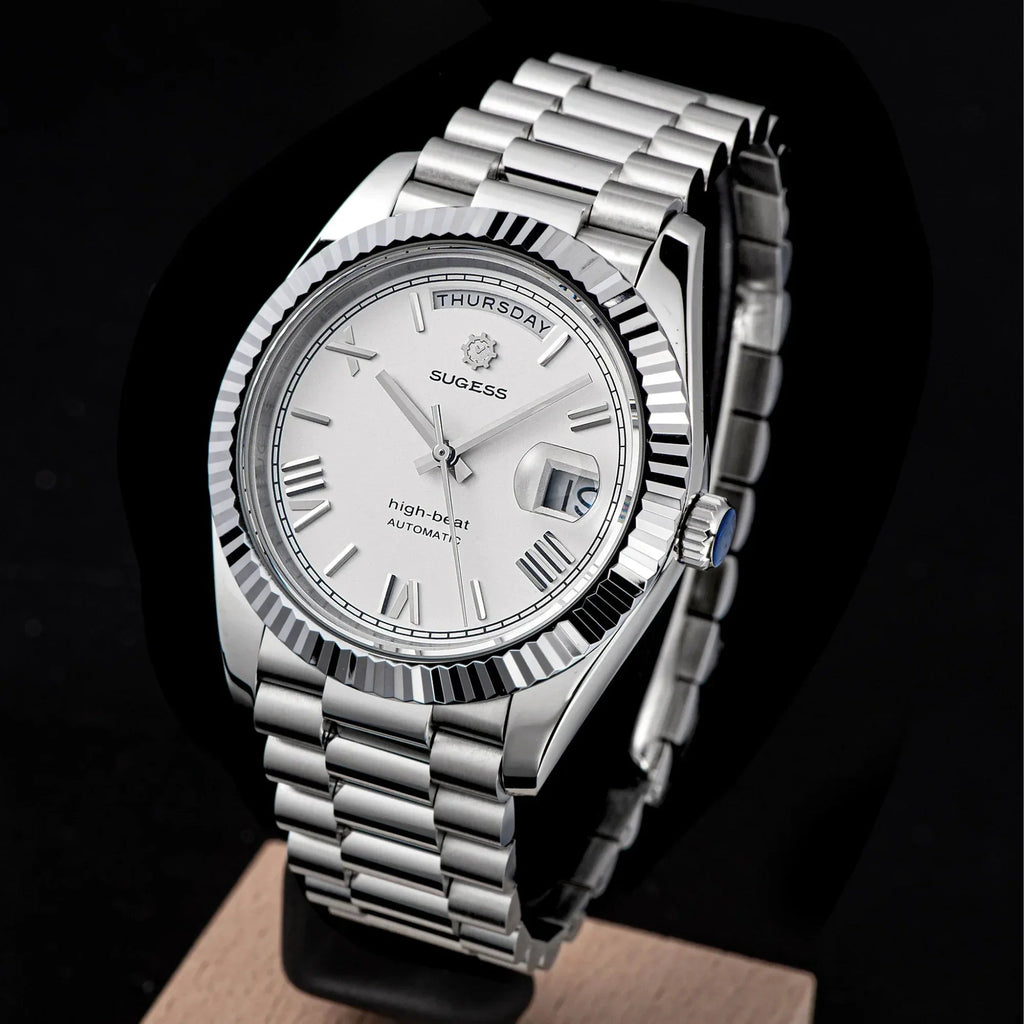 Sugess Heritage 433 DD Date and Day Display Stainless-Steel - White Dial - DREAM WATCHES