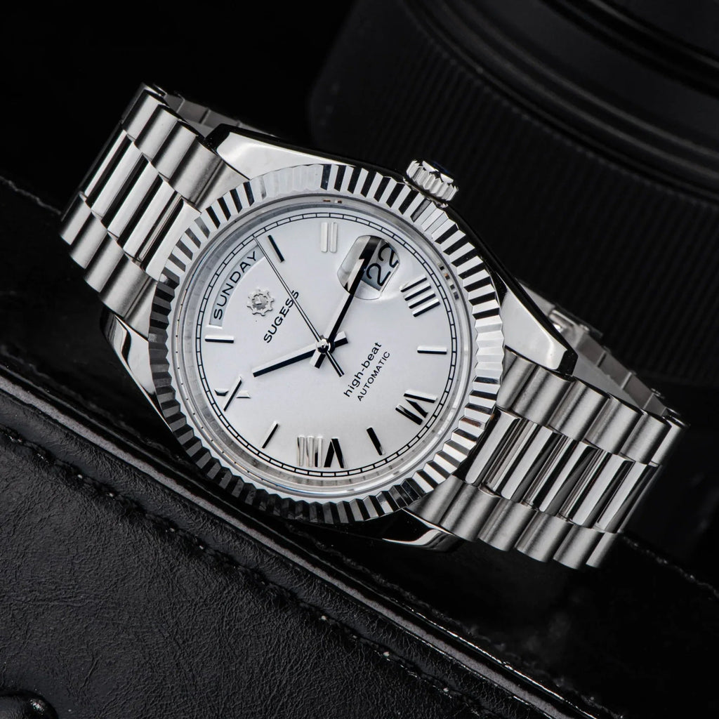 Sugess Heritage 433 DD Date and Day Display Stainless-Steel - White Dial - DREAM WATCHES