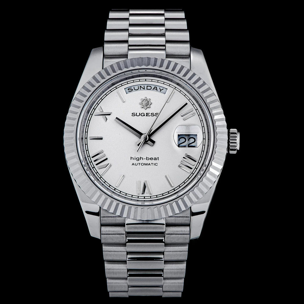 Sugess Heritage 433 DD Date and Day Display Stainless-Steel - White Dial - DREAM WATCHES