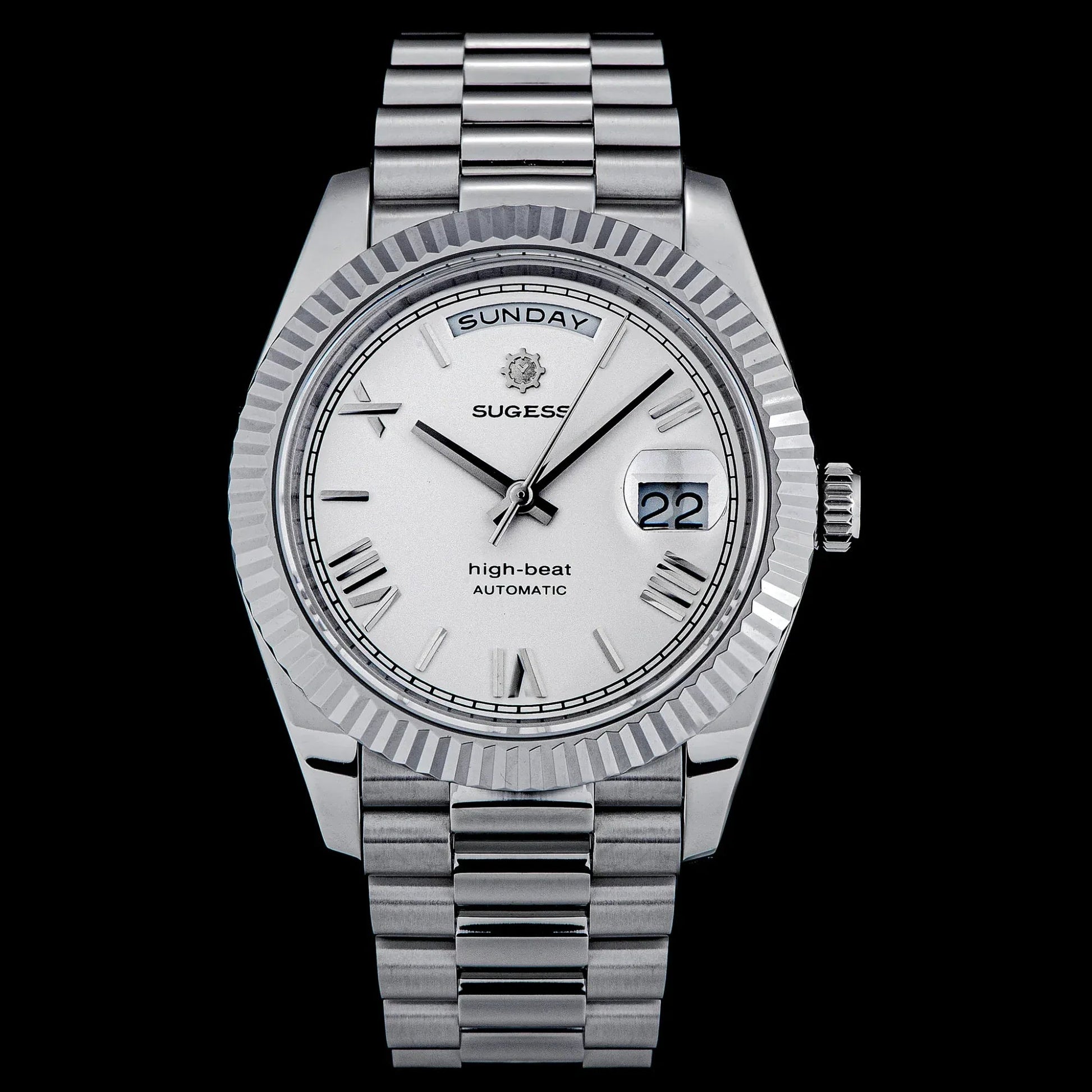 Sugess Heritage 433 DD Date and Day Display Stainless-Steel - White Dial - DREAM WATCHES