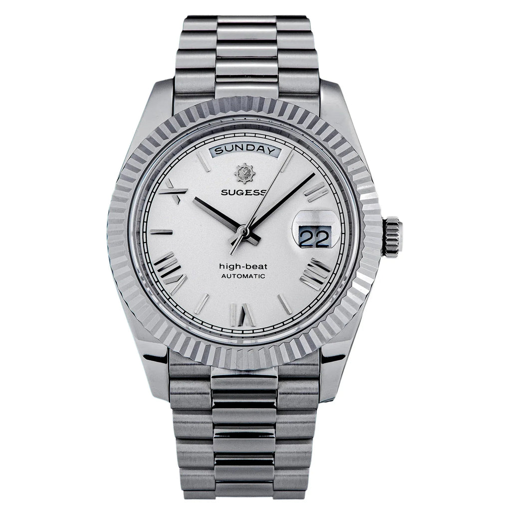 Sugess Heritage 433 DD Date and Day Display Stainless-Steel - White Dial - DREAM WATCHES
