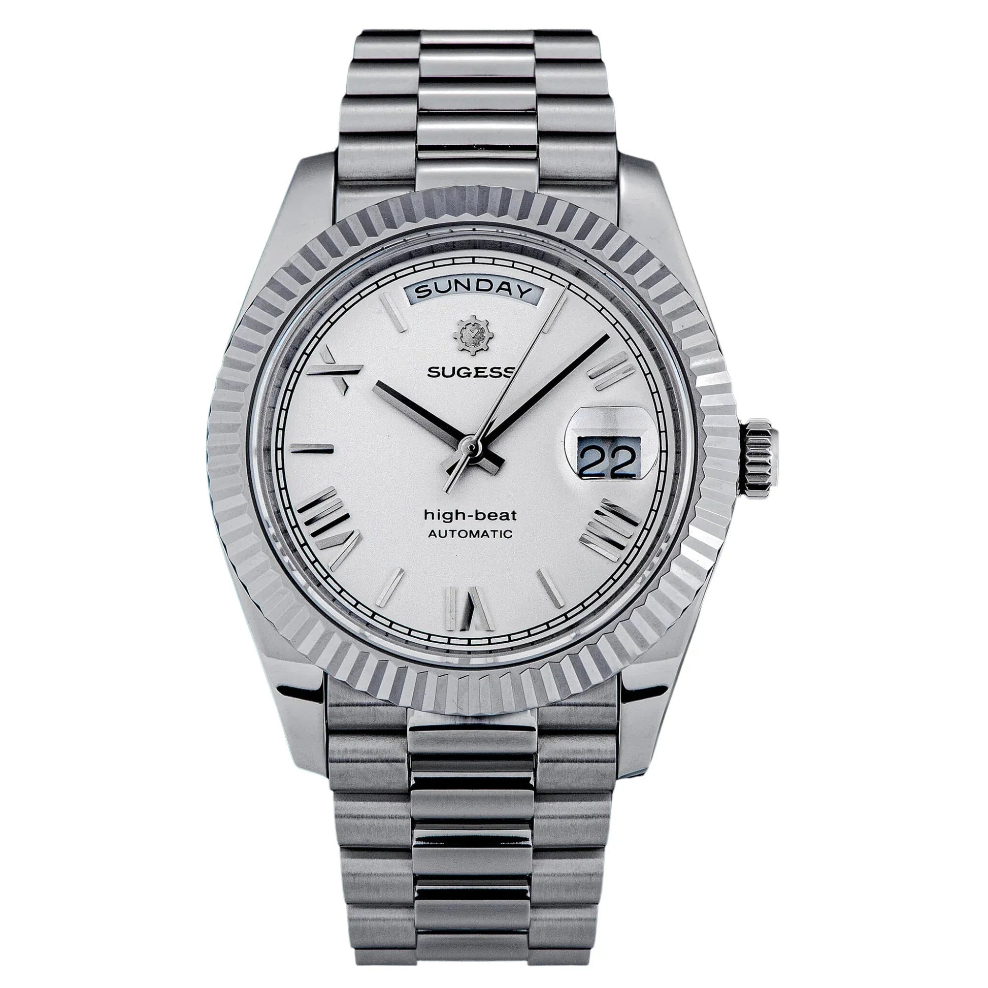 Sugess Heritage 433 DD Date and Day Display Stainless-Steel - White Dial - DREAM WATCHES