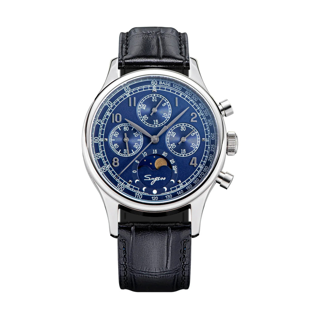 Sugess MoonPhase Master 389-2 Deep Blue Swan Neck Regulator - DREAM WATCHES