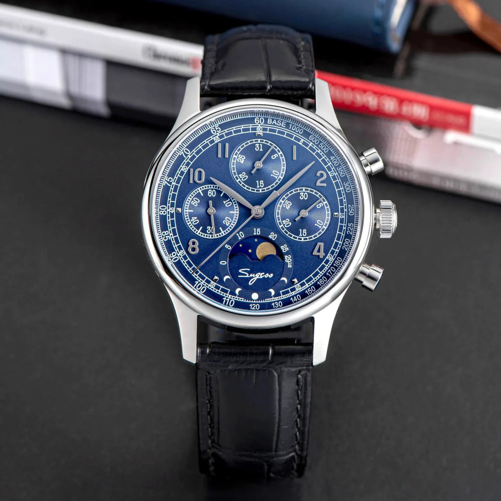 Sugess MoonPhase Master 389-2 Deep Blue Swan Neck Regulator - DREAM WATCHES