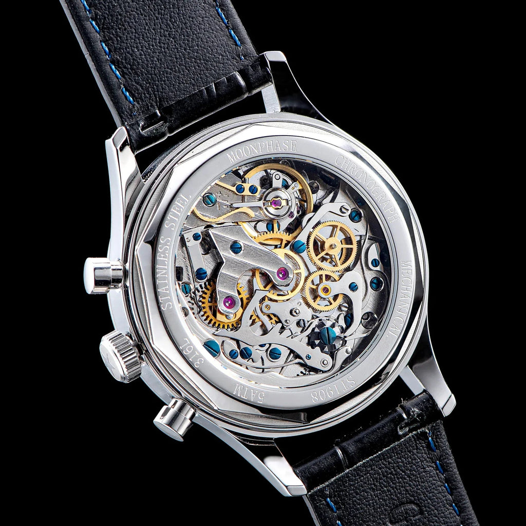 Sugess MoonPhase Master 389-2 Deep Blue Swan Neck Regulator - DREAM WATCHES