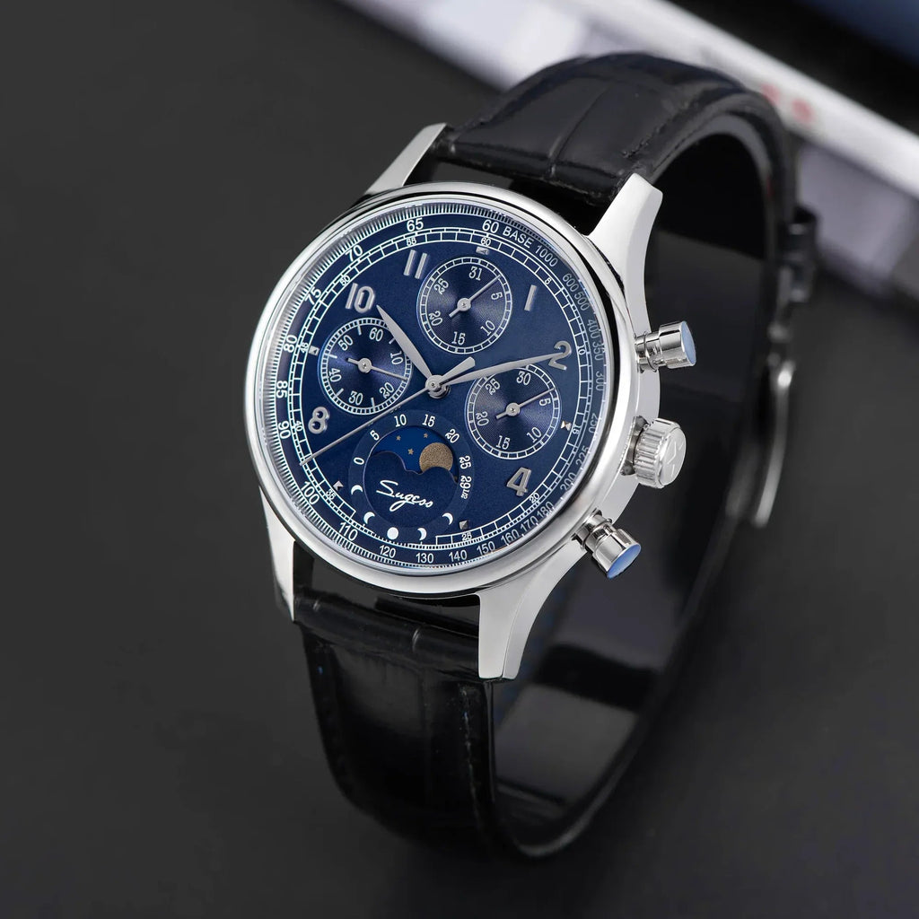 Sugess MoonPhase Master 389-2 Deep Blue Swan Neck Regulator - DREAM WATCHES