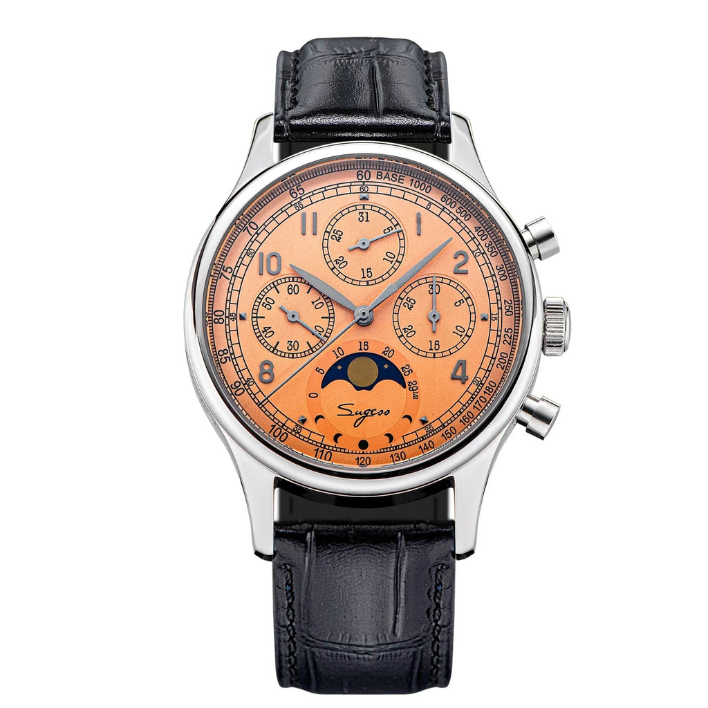 Sugess MoonPhase Master 389-2 Salmon Dial Swan Neck Regulator - DREAM WATCHES