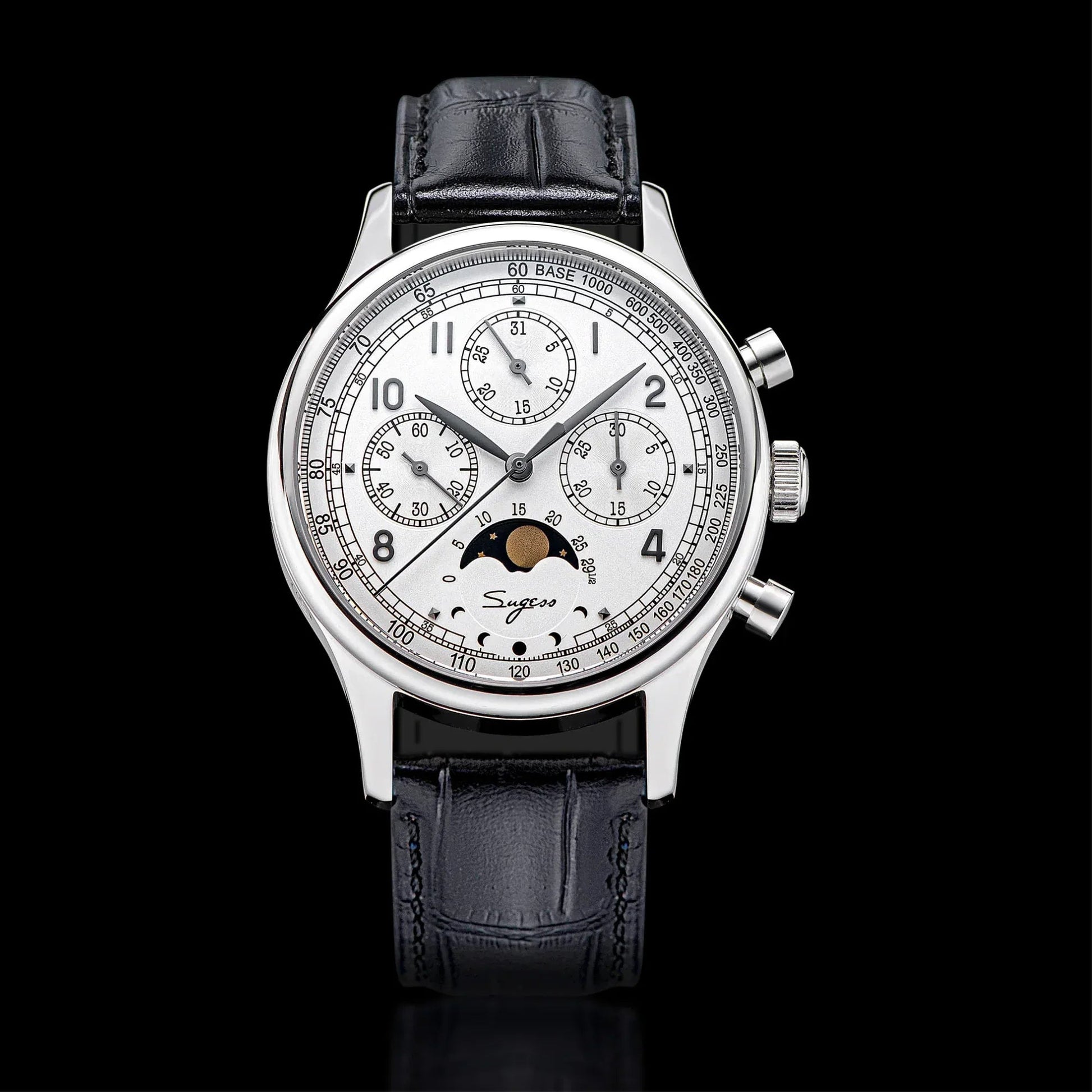 Sugess MoonPhase Master 389-2 White Dial Swan Neck Regulator - DREAM WATCHES