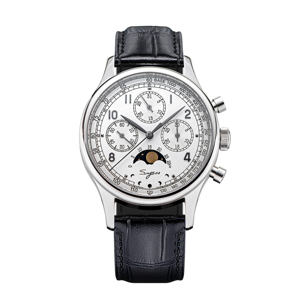 Sugess MoonPhase Master 389-2 White Dial Swan Neck Regulator - DREAM WATCHES