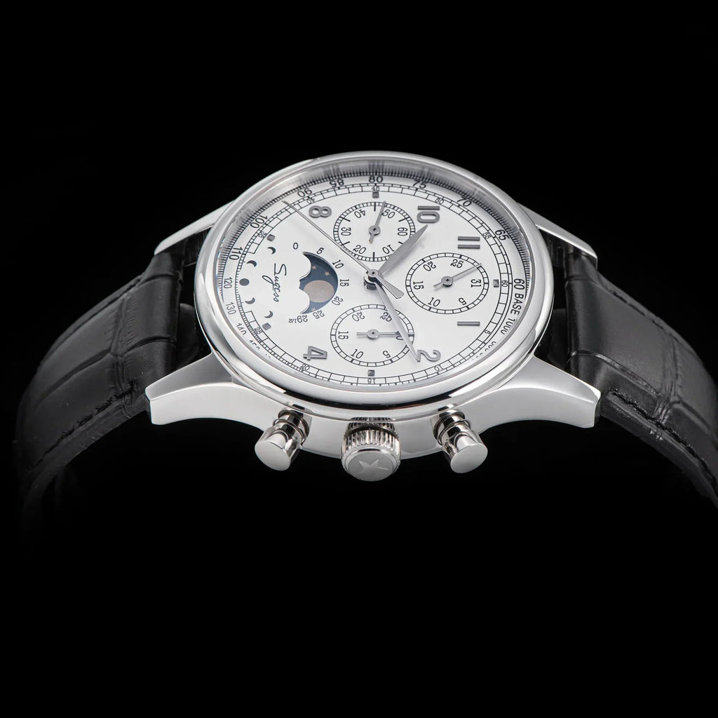 Sugess MoonPhase Master 389-2 White Dial Swan Neck Regulator - DREAM WATCHES