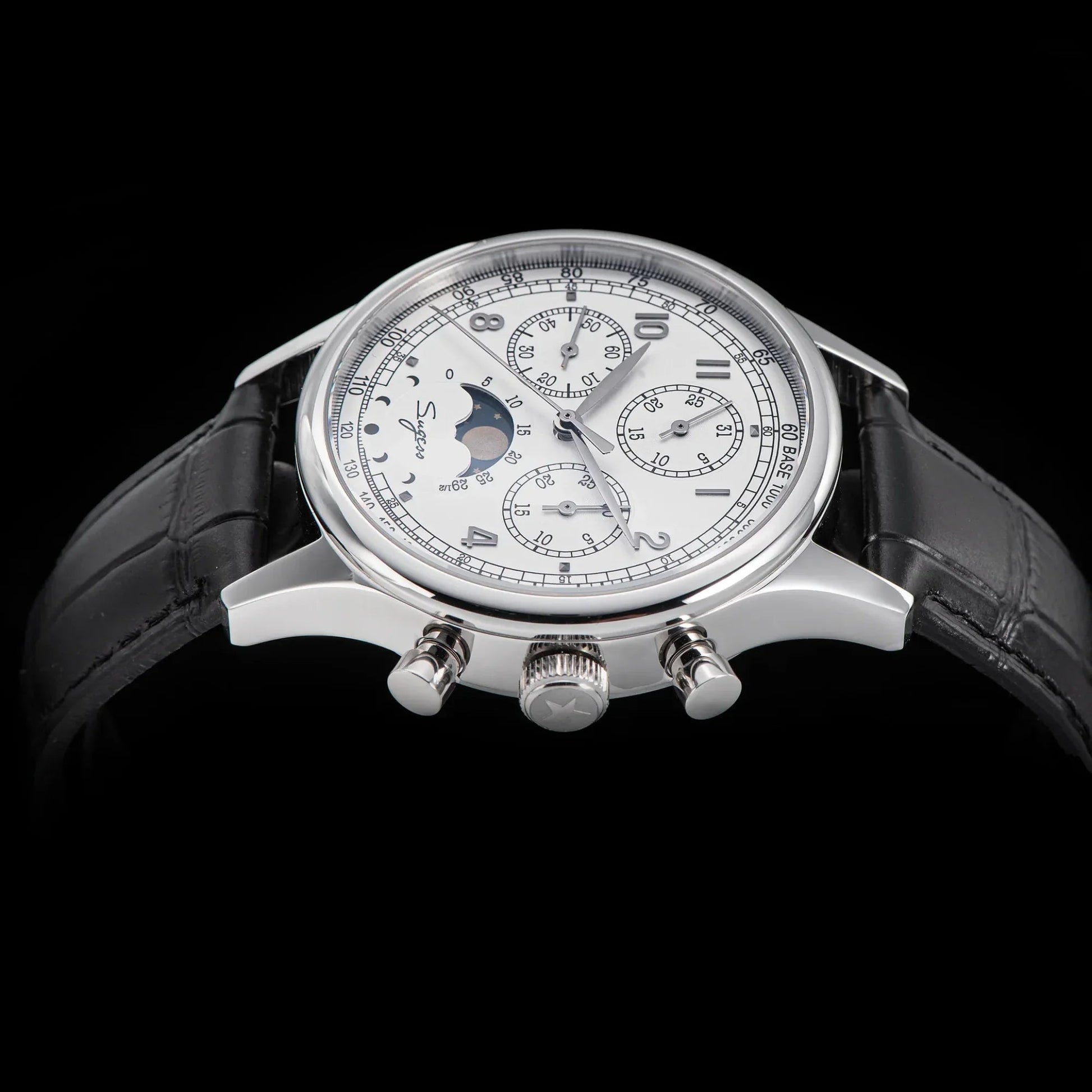 Sugess MoonPhase Master 389-2 White Dial Swan Neck Regulator - DREAM WATCHES