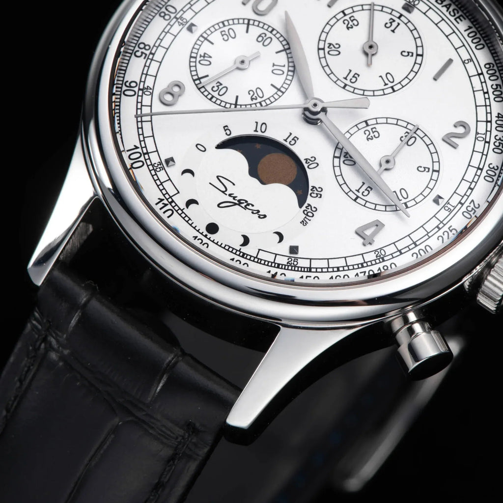 Sugess MoonPhase Master 389-2 White Dial Swan Neck Regulator - DREAM WATCHES