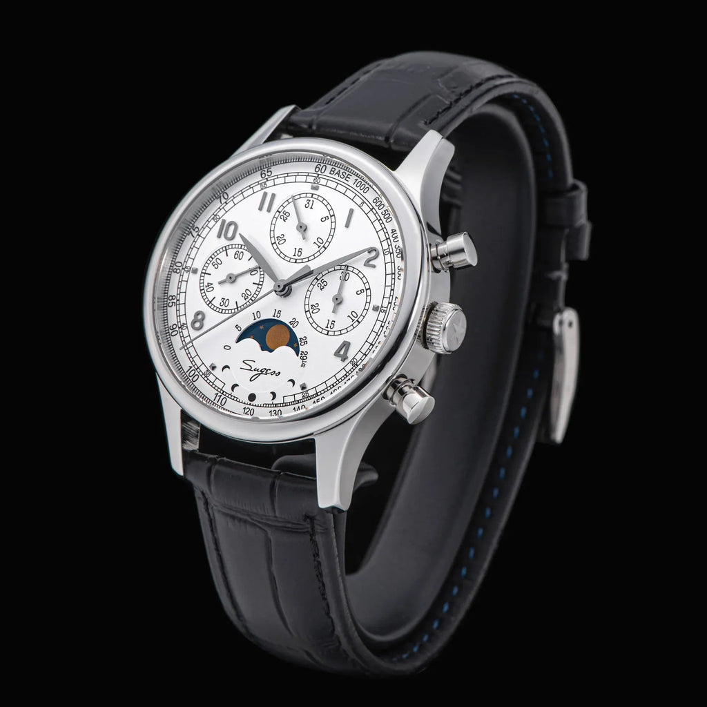Sugess MoonPhase Master 389-2 White Dial Swan Neck Regulator - DREAM WATCHES