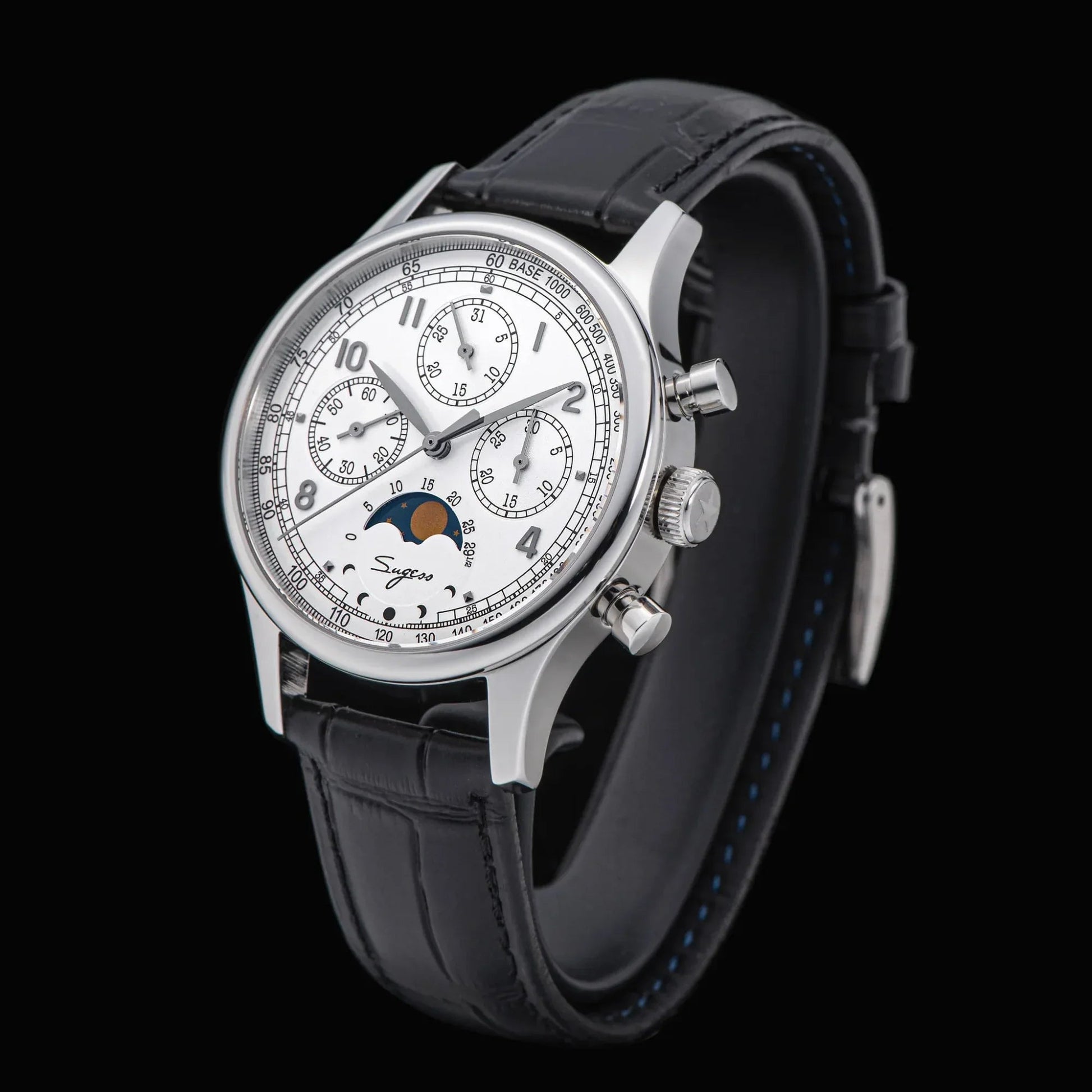Sugess MoonPhase Master 389-2 White Dial Swan Neck Regulator - DREAM WATCHES