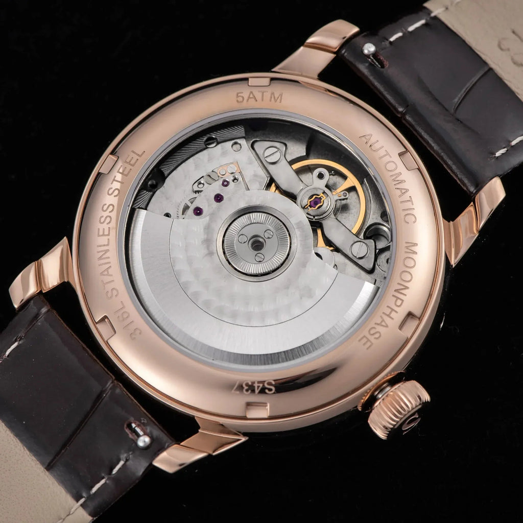 Sugess MoonPhase Master 437 Moon Phase Automatic Rose Gold - Deep Blue Dial - DREAM WATCHES