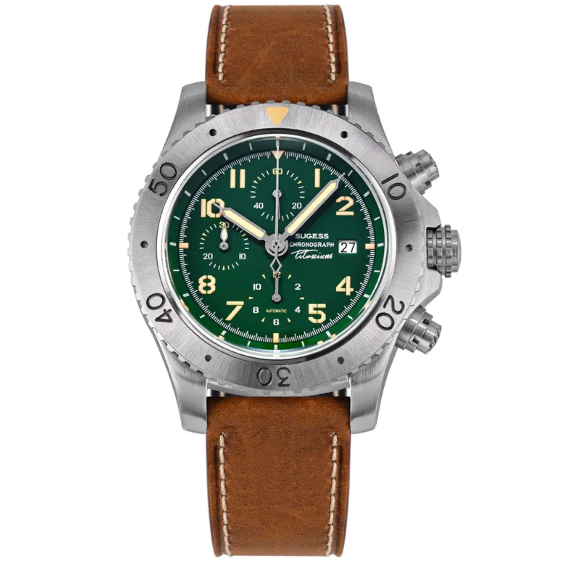 Sugess S464 Titanium Chronograph Green Dial - DREAM WATCHES