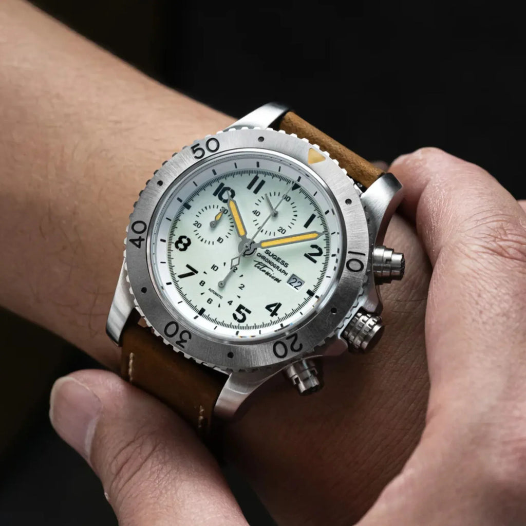 Sugess S464 Titanium Chronograph White Dial - DREAM WATCHES