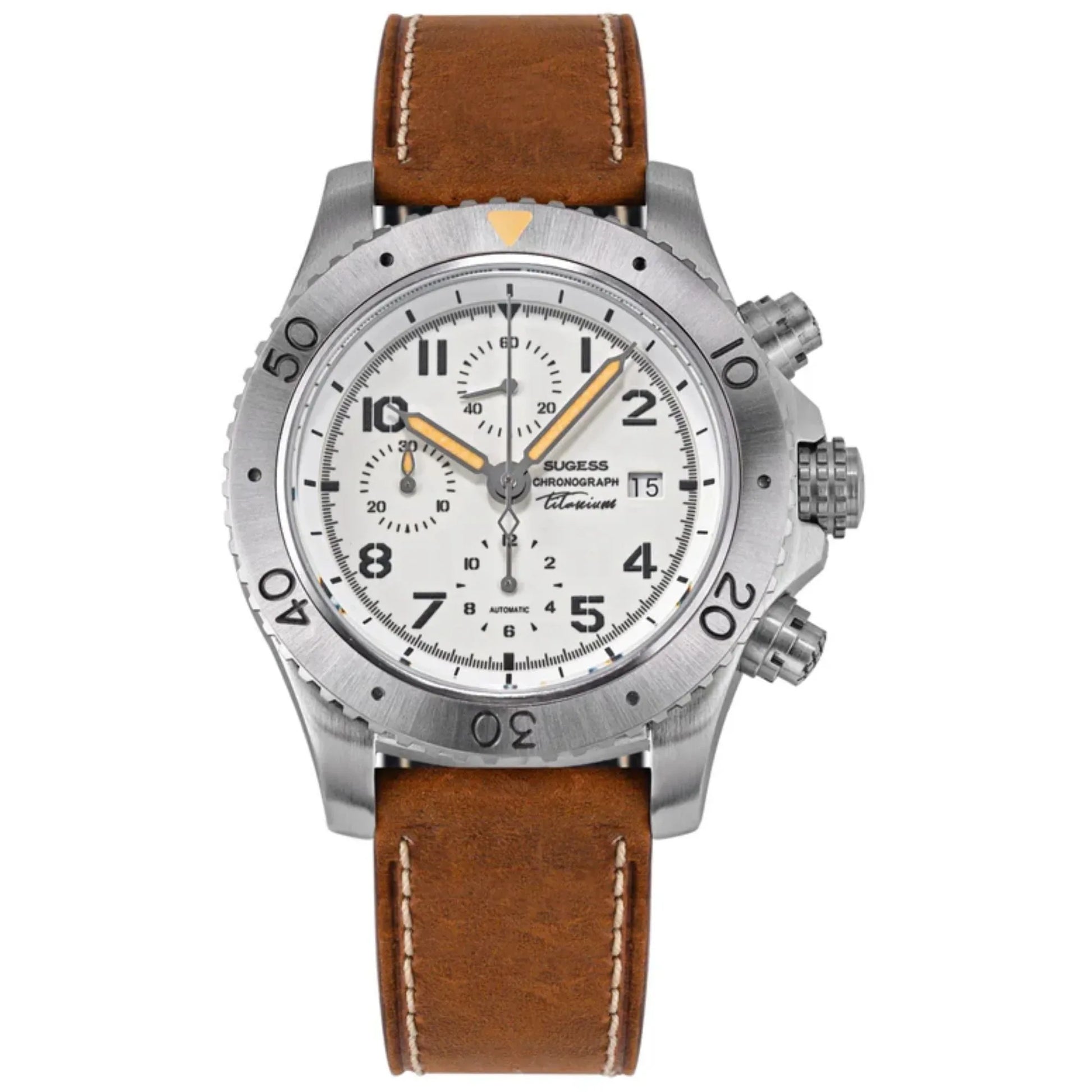 Sugess S464 Titanium Chronograph White Dial - DREAM WATCHES