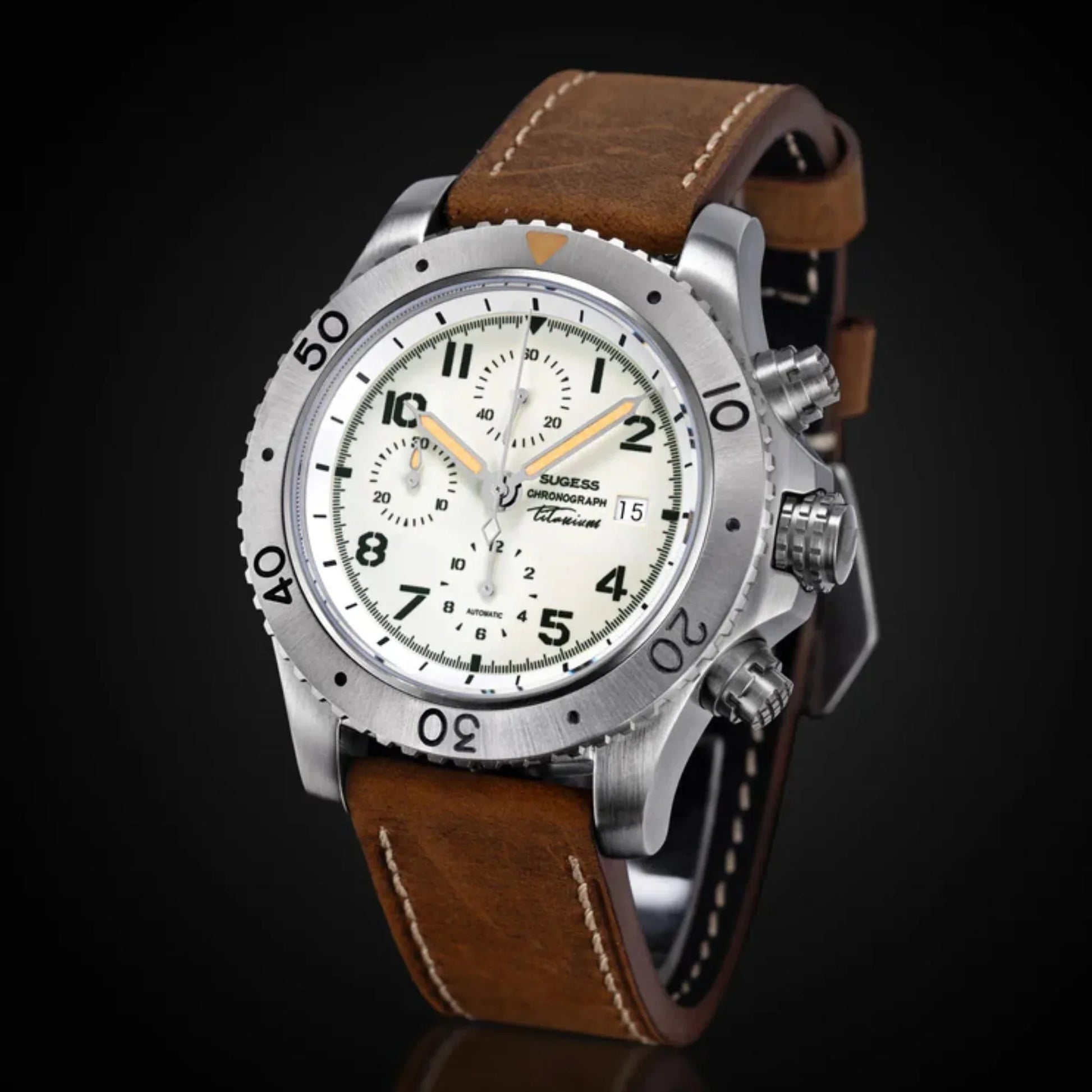Sugess S464 Titanium Chronograph White Dial - DREAM WATCHES
