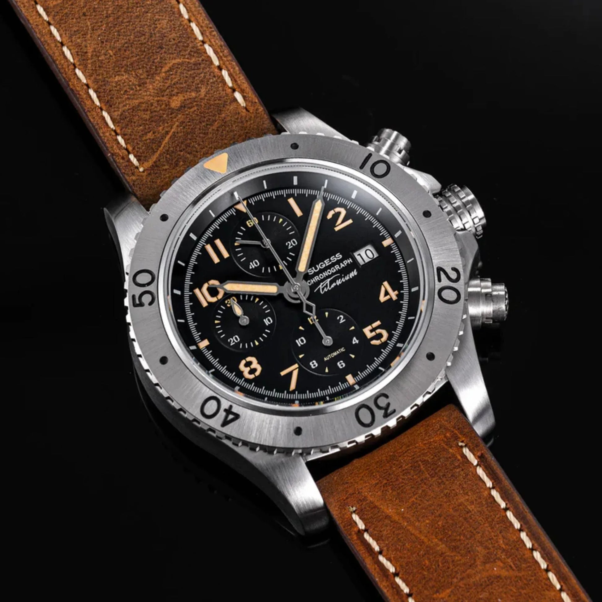 Sugess S464 Titanium Chronograph White Dial - DREAM WATCHES
