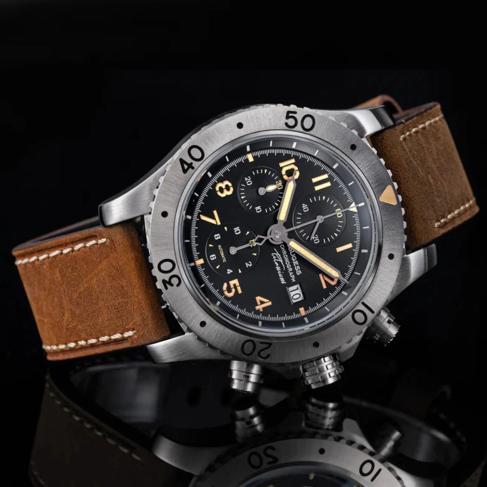 Sugess S464 Titanium Chronograph White Dial - DREAM WATCHES