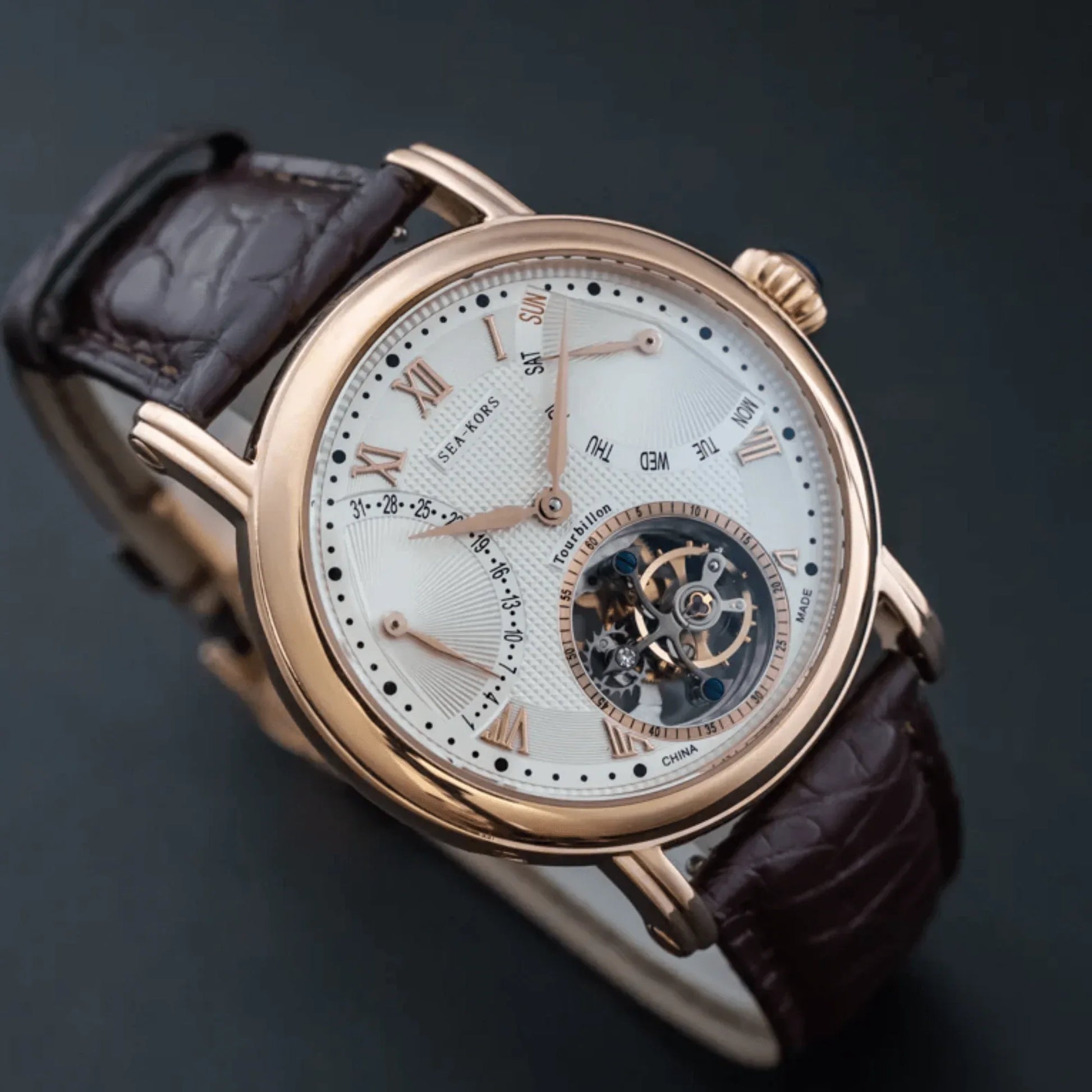 Sugess Seakors Tourbillon SE8004GW Rose Gold Case - DREAM WATCHES