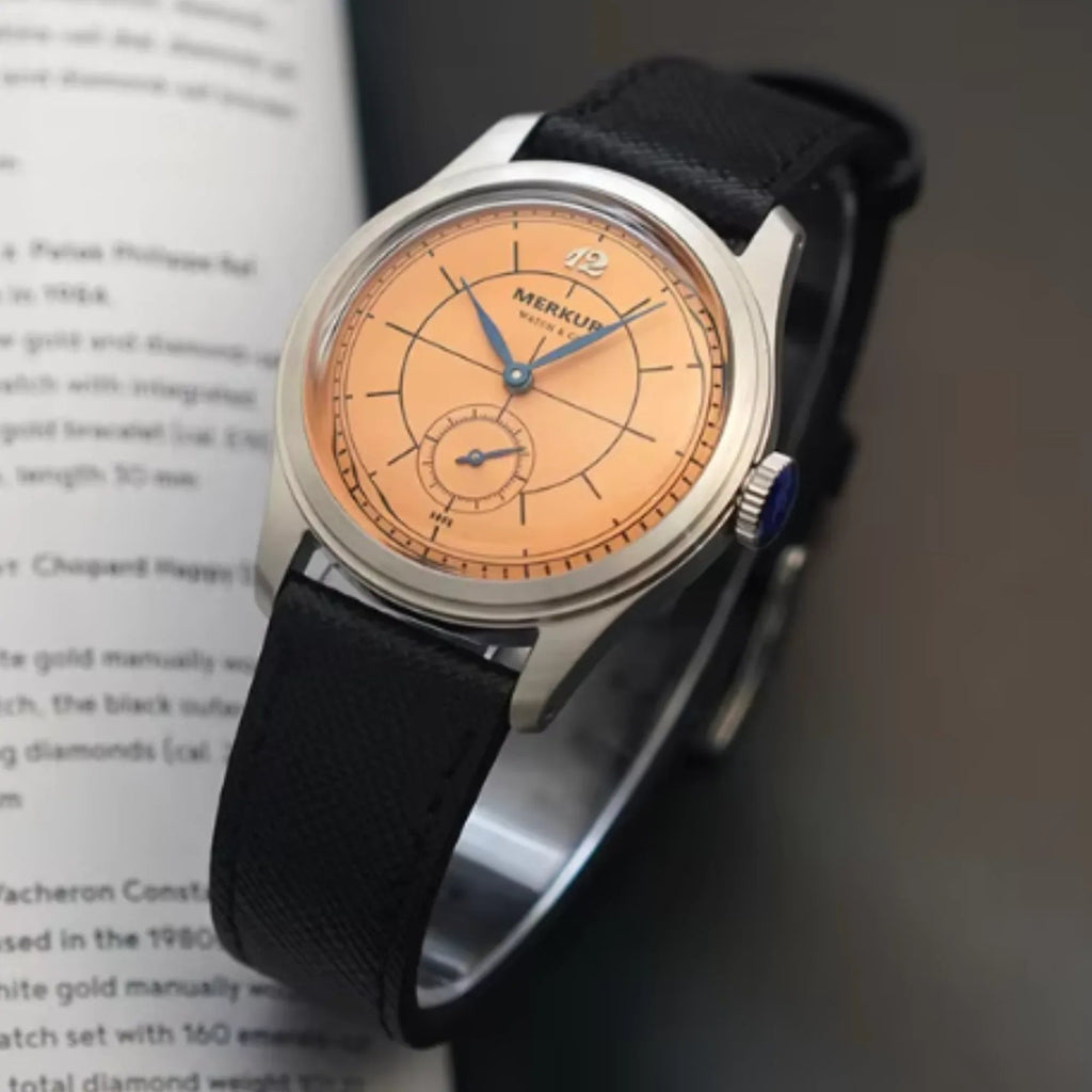 The New Business LEVEE Series Manual Chorded Watch Cross Line Dial Retro with Small Seconds - Salmon - DREAM WATCHES