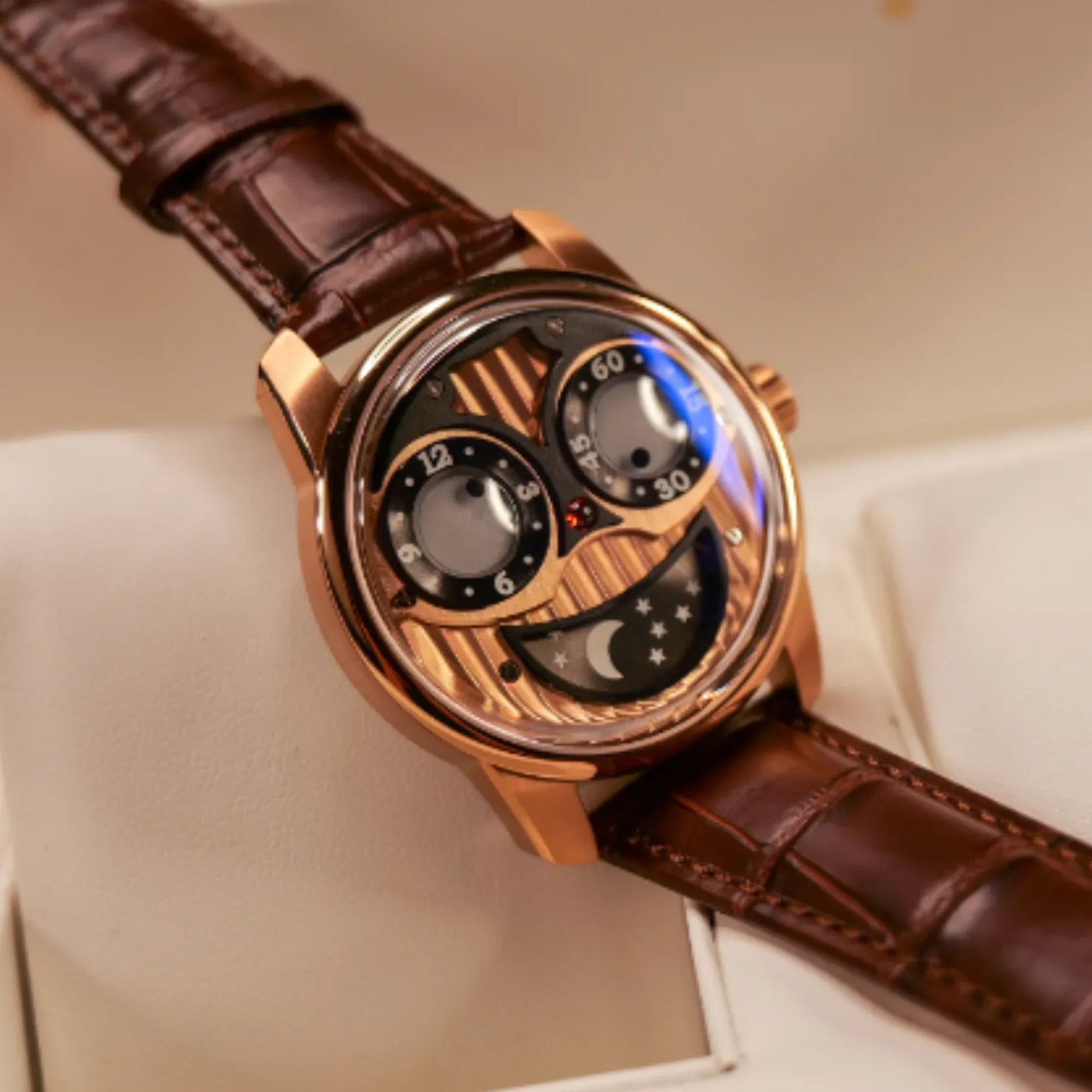 Unique Joker Watch with Seiko automatic movement Stainless Steel See-through Bottom Watch - Golden - DREAM WATCHES