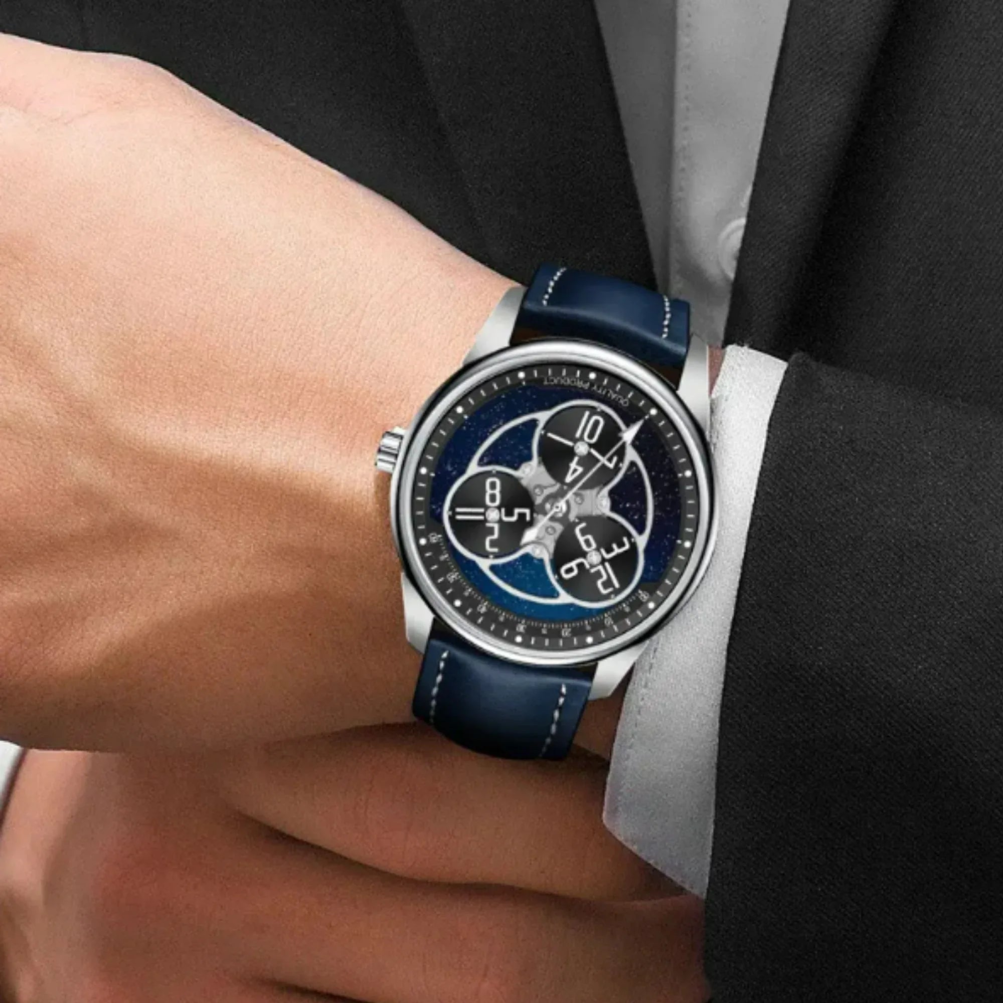 Unique Wandering hours Movement Stainless steel luminous mens Luxury Watch - DREAM WATCHES