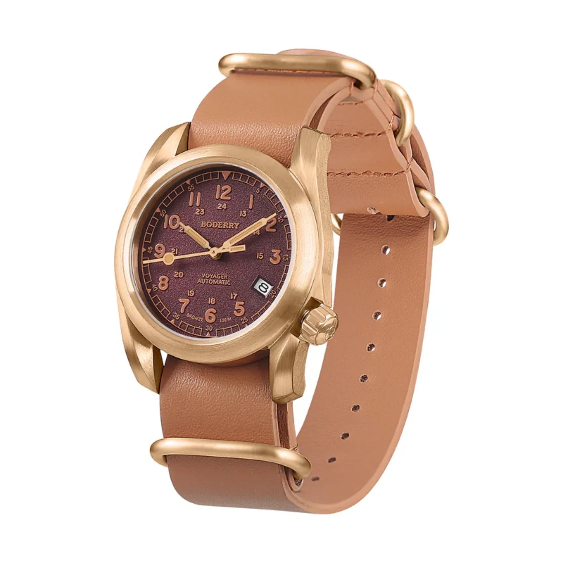 VOYAGER - 100M Waterproof Bronze Automatic Field Watch | Red - DREAM WATCHES