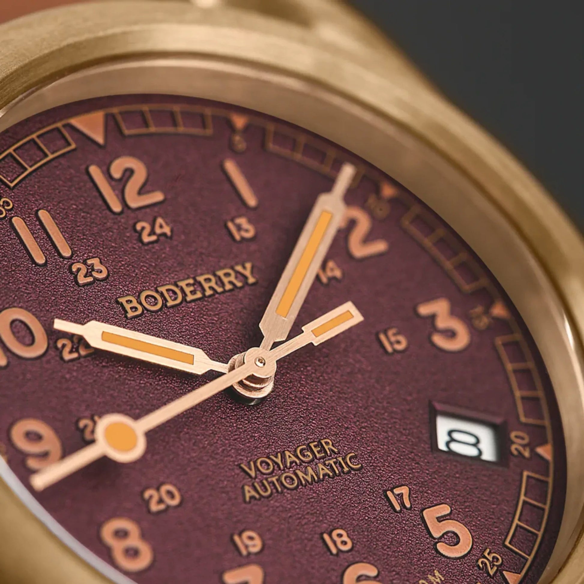 VOYAGER - 100M Waterproof Bronze Automatic Field Watch | Red - DREAM WATCHES