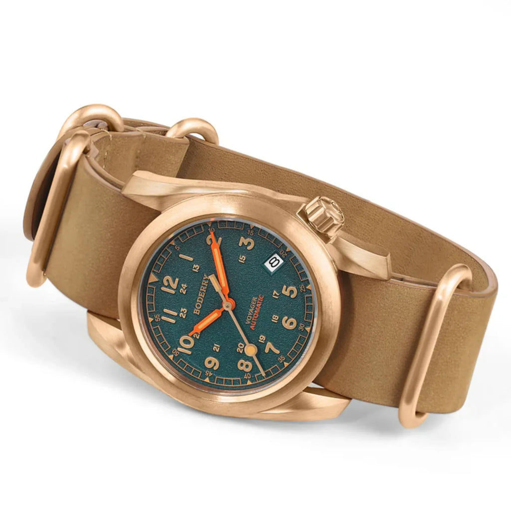 VOYAGER - 100M Waterproof Bronze Automatic Field Watch | Sandstone Green - DREAM WATCHES