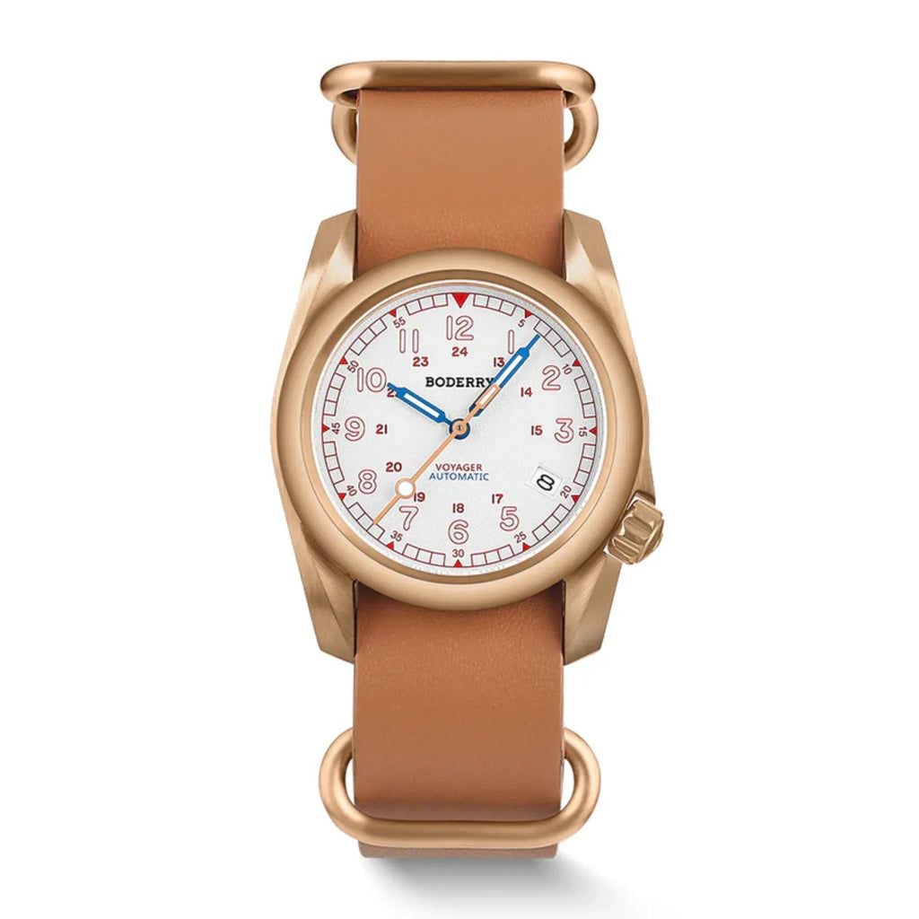 VOYAGER - 100M Waterproof Bronze Automatic Field Watch | White - DREAM WATCHES