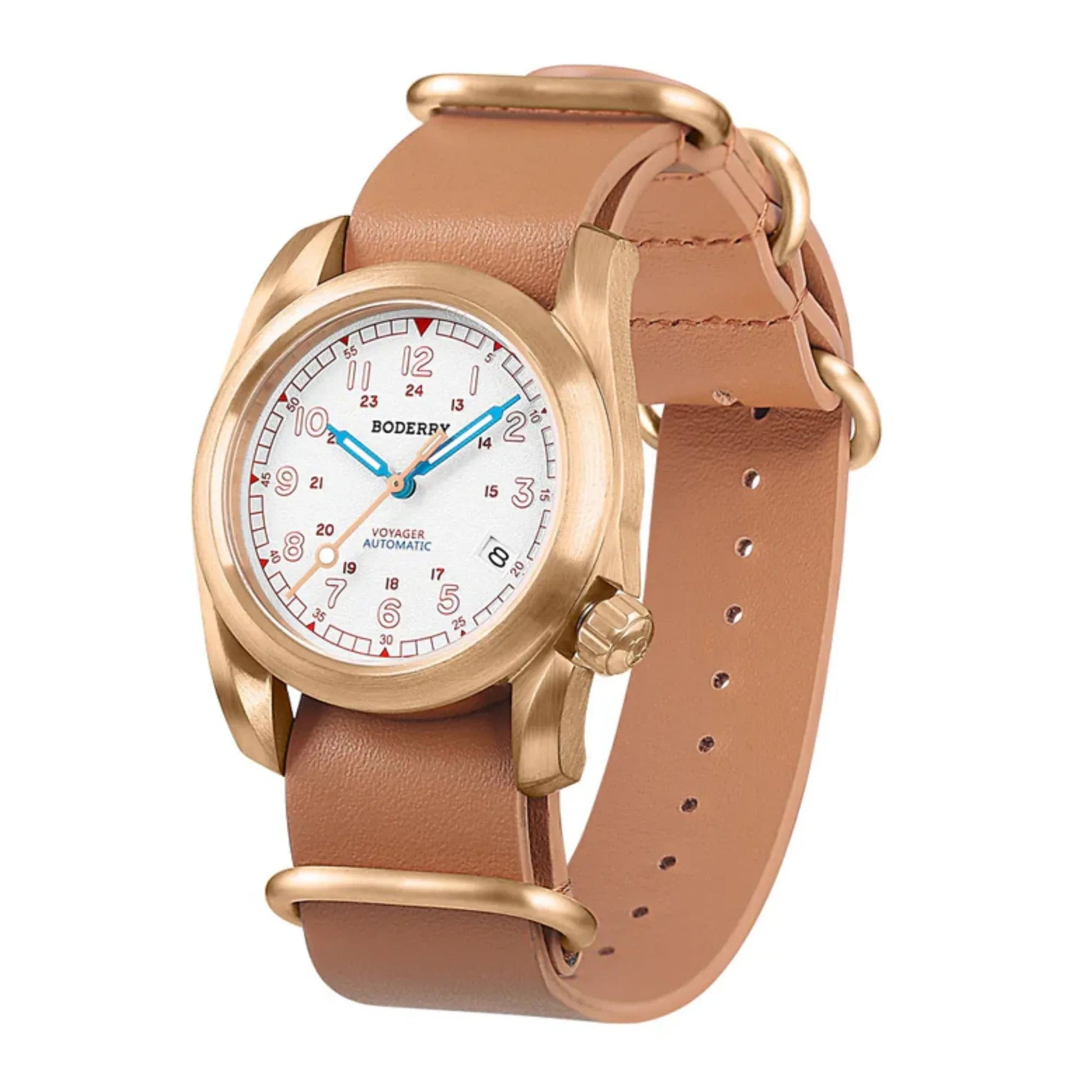 VOYAGER - 100M Waterproof Bronze Automatic Field Watch | White - DREAM WATCHES