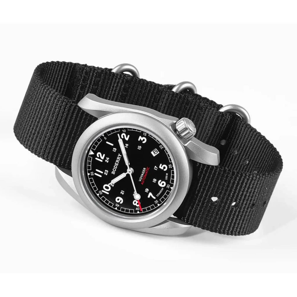 VOYAGER - 100M Waterproof Titanium Automatic Field Watch | Black - DREAM WATCHES