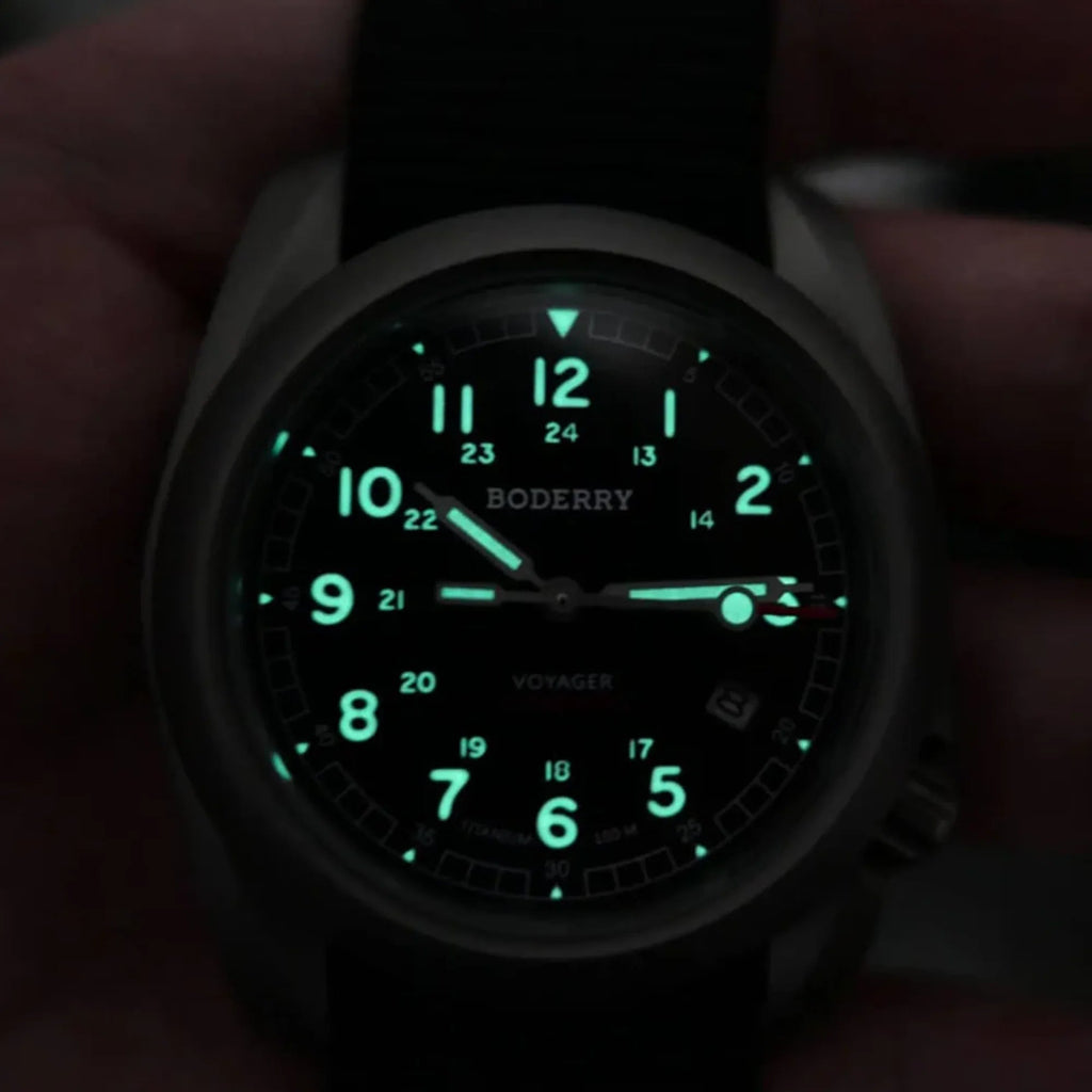 VOYAGER - 100M Waterproof Titanium Automatic Field Watch | Black-bracelet - DREAM WATCHES