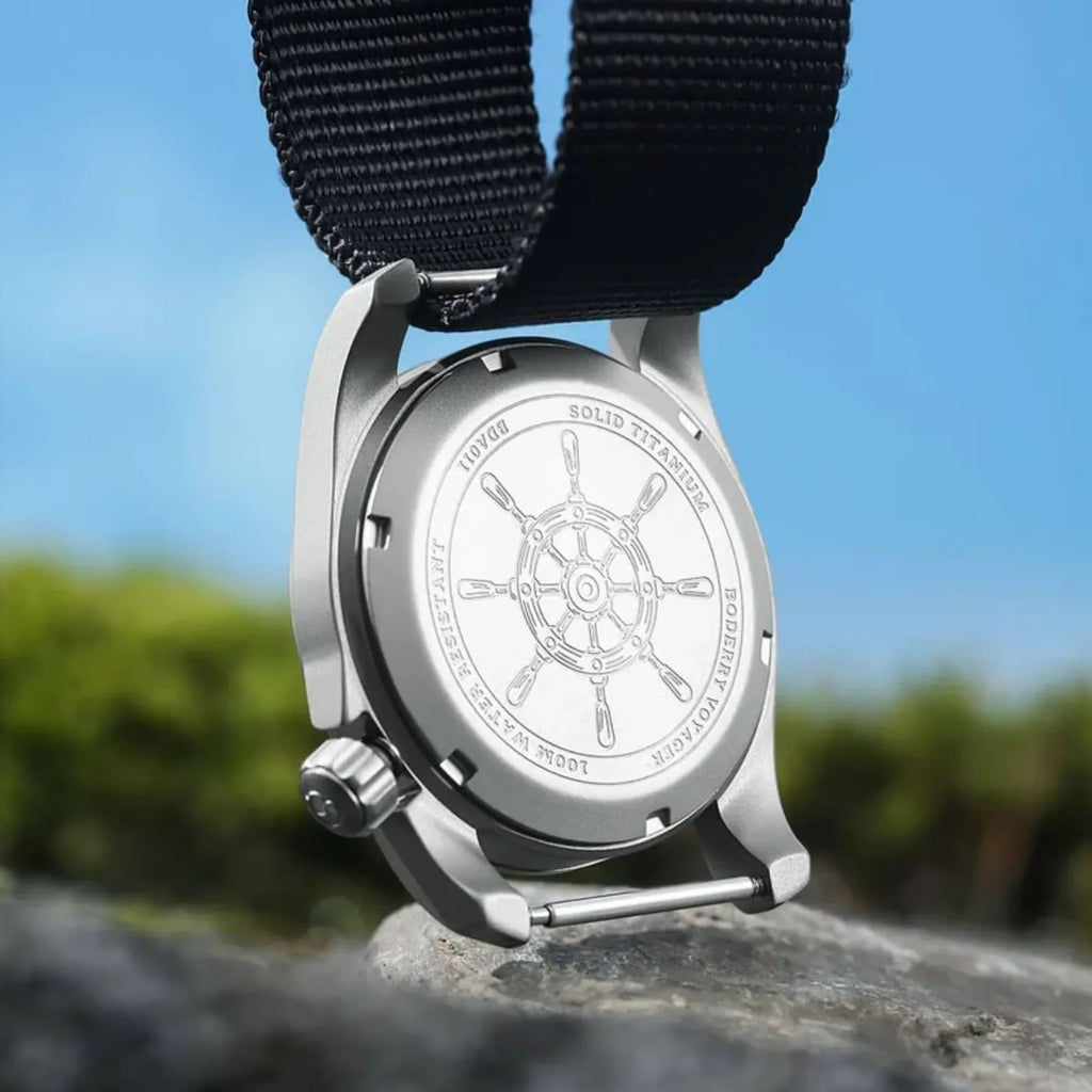VOYAGER - 100M Waterproof Titanium Automatic Field Watch | Black-bracelet - DREAM WATCHES