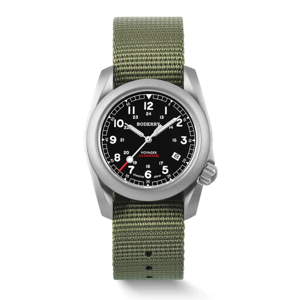 VOYAGER - 100M Waterproof Titanium Automatic Field Watch | Black/ArmyGreen - DREAM WATCHES