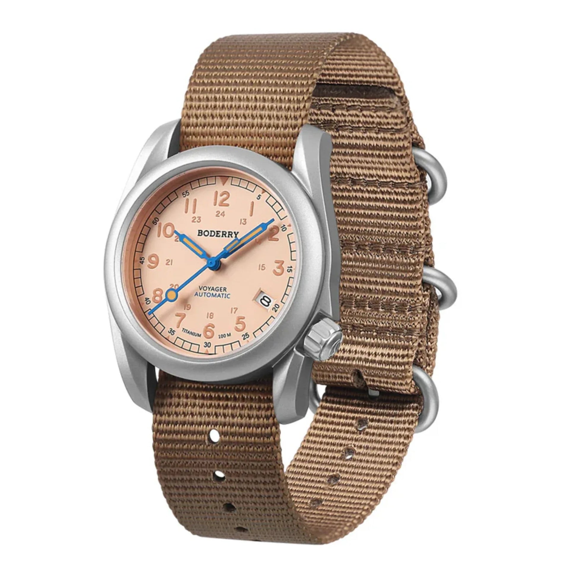 VOYAGER - 100M Waterproof Titanium Automatic Field Watch | Salmon - DREAM WATCHES