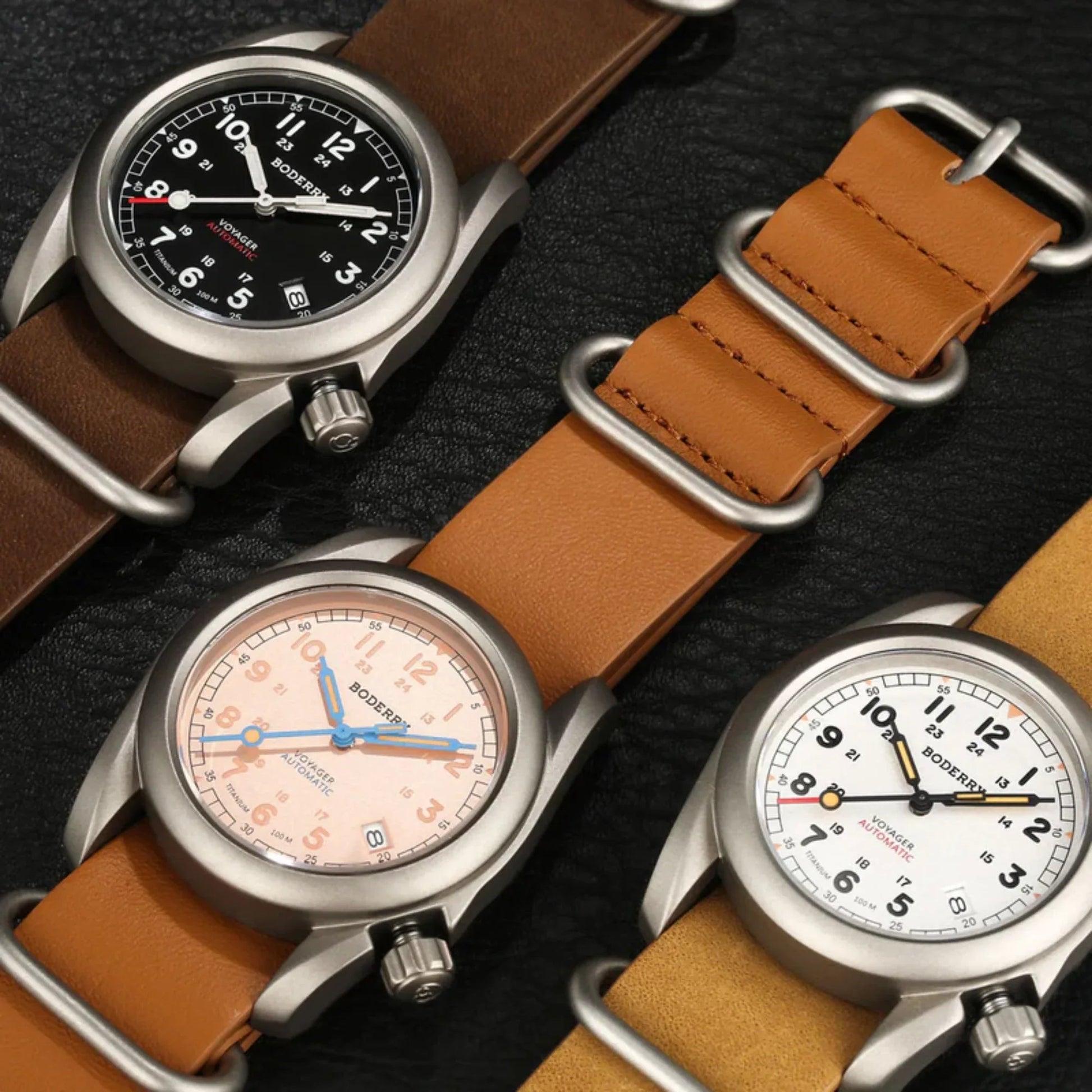 VOYAGER - 100M Waterproof Titanium Automatic Field Watch | Salmon - DREAM WATCHES