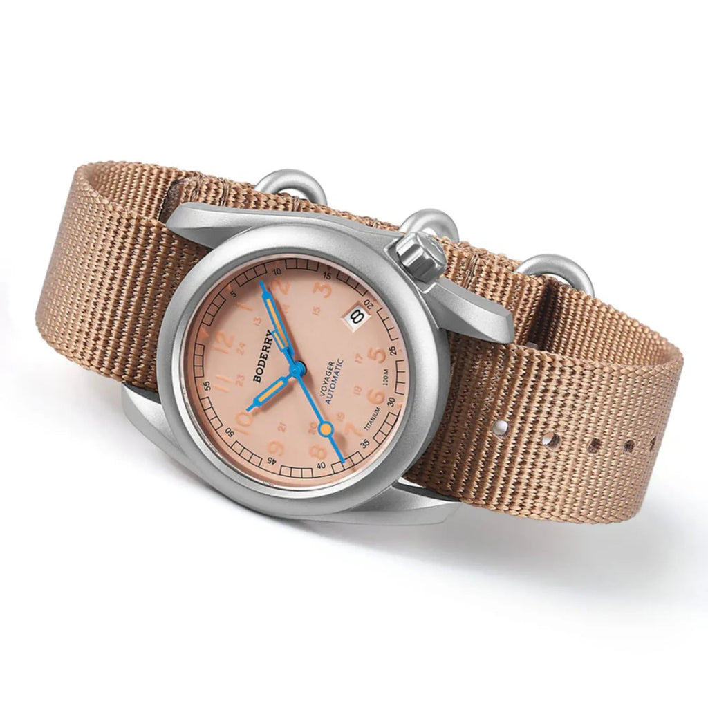 VOYAGER - 100M Waterproof Titanium Automatic Field Watch | Salmon - DREAM WATCHES
