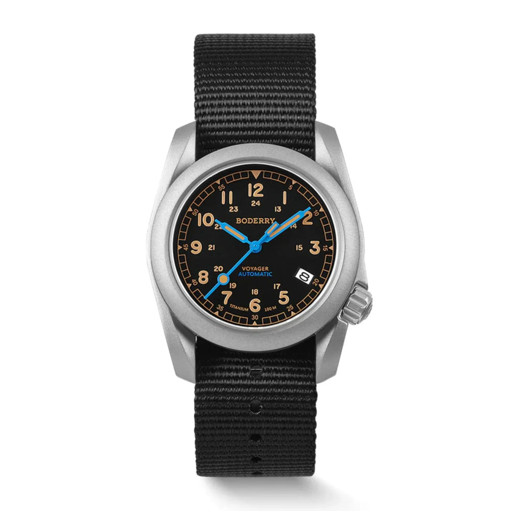 VOYAGER - 100M Waterproof Titanium Automatic Field Watch | Vintage Noir - DREAM WATCHES