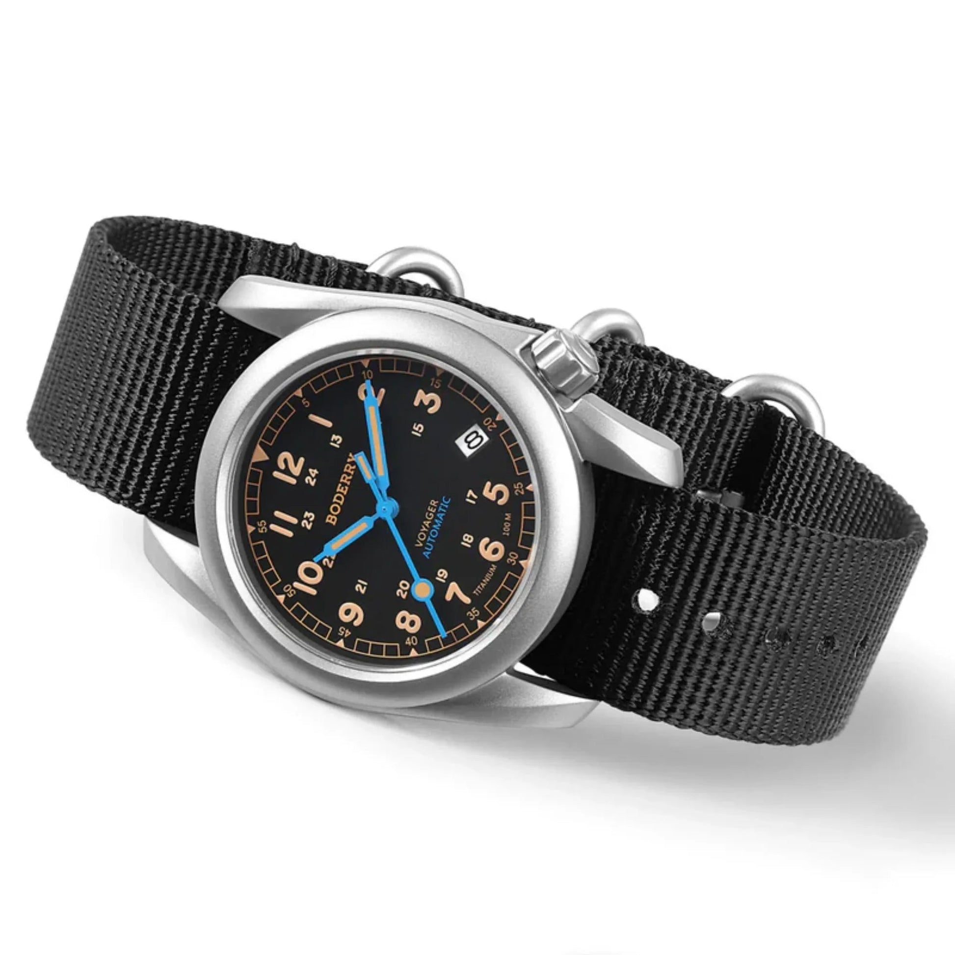 VOYAGER - 100M Waterproof Titanium Automatic Field Watch | Vintage Noir - DREAM WATCHES