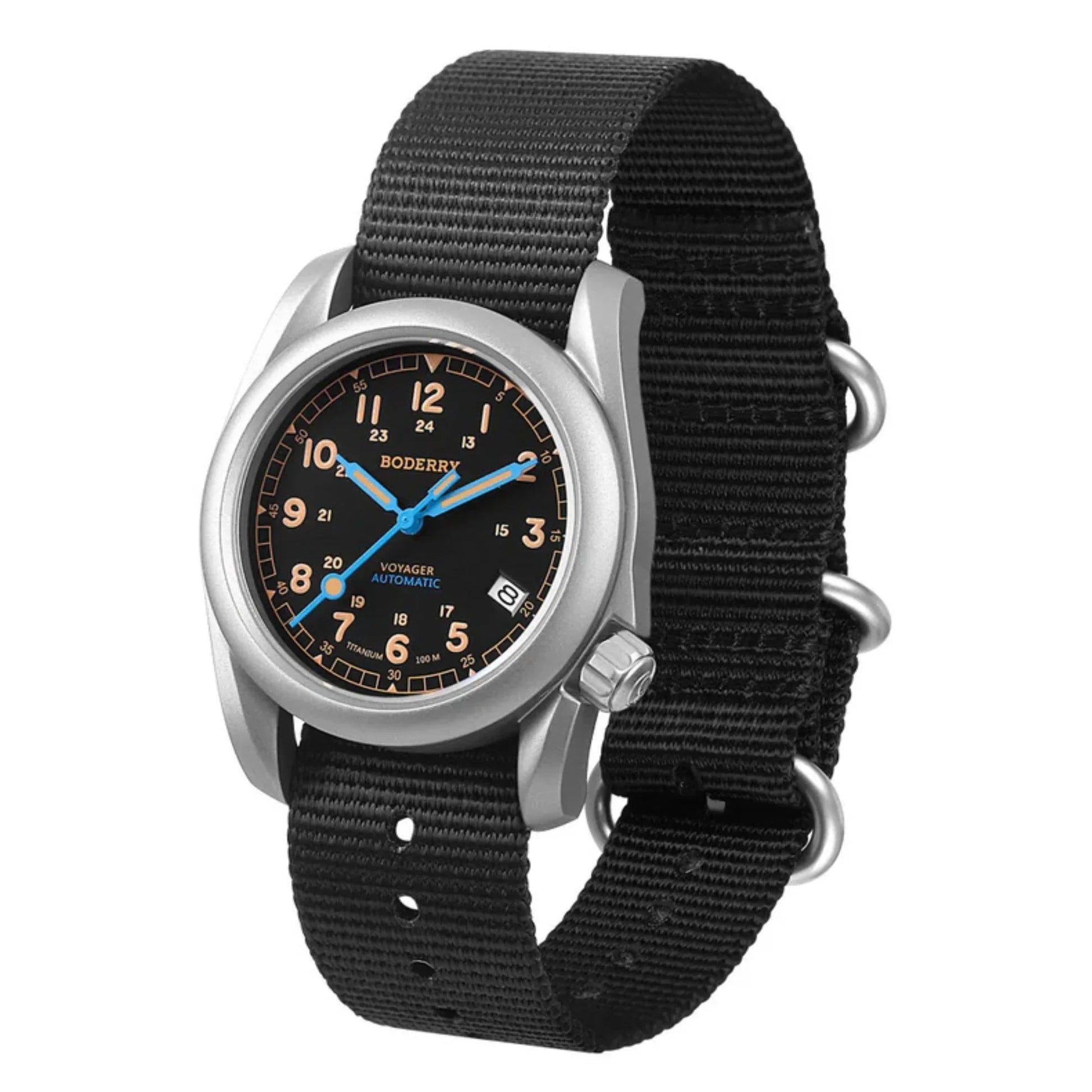 VOYAGER - 100M Waterproof Titanium Automatic Field Watch | Vintage Noir - DREAM WATCHES