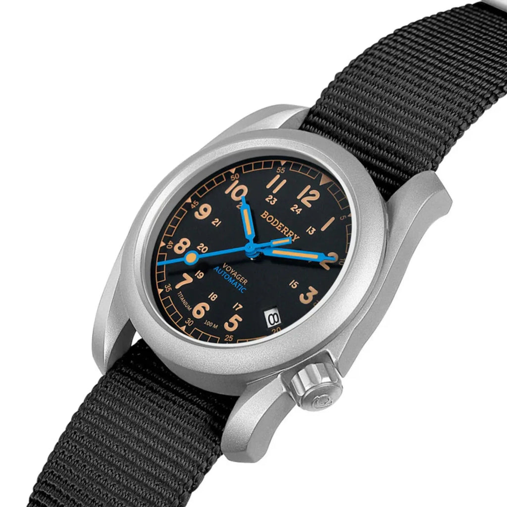 VOYAGER - 100M Waterproof Titanium Automatic Field Watch | Vintage Noir - DREAM WATCHES