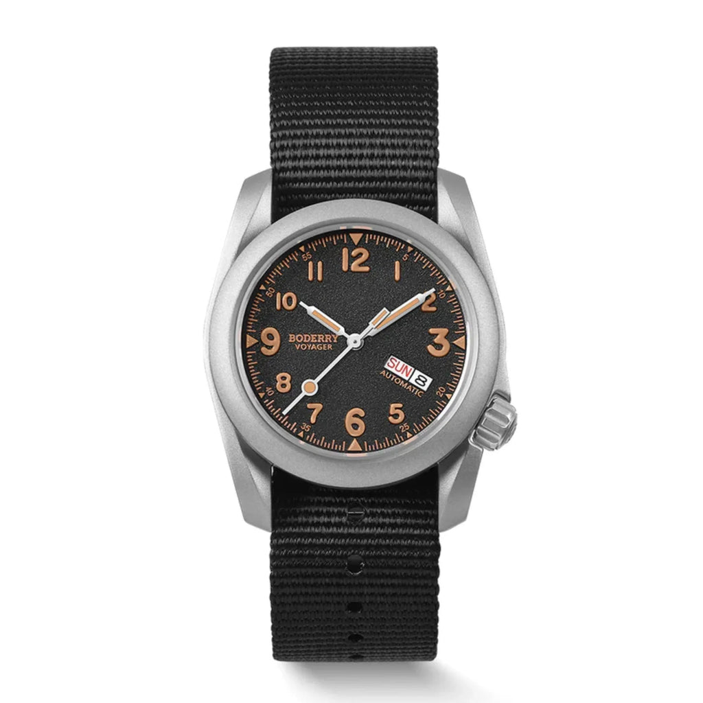 VOYAGER - 100M Waterproof Titanium Automatic Field Watch | Volcanic Gray-Day,Date - DREAM WATCHES